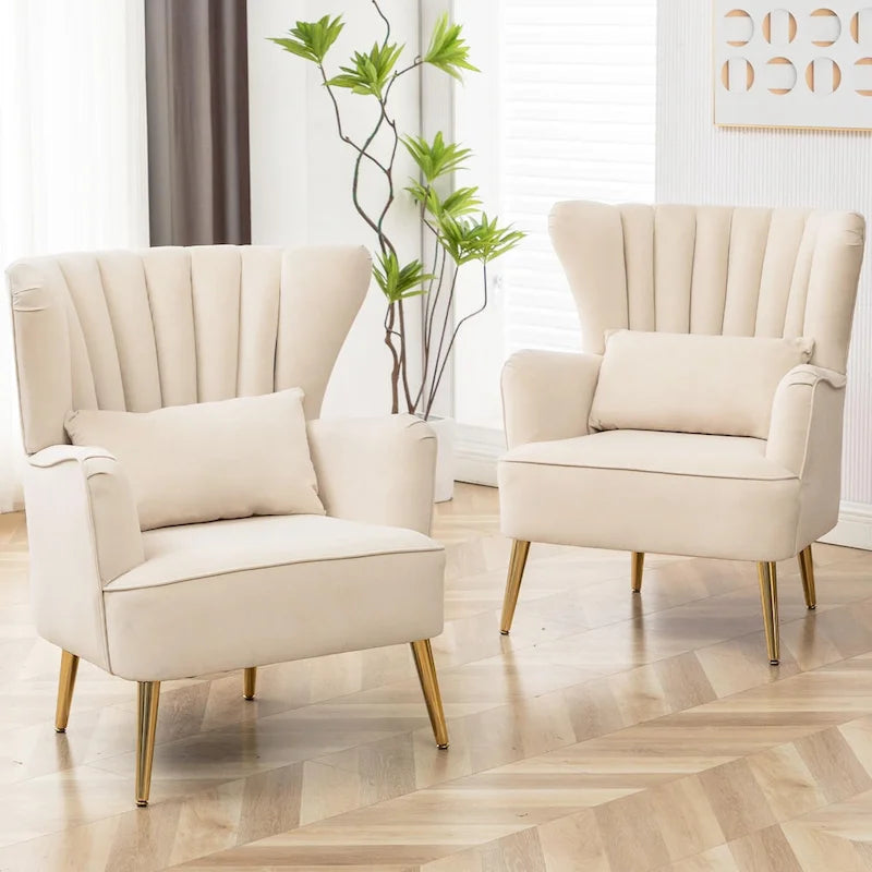 Fauteuil à oreilles moderne capitonné