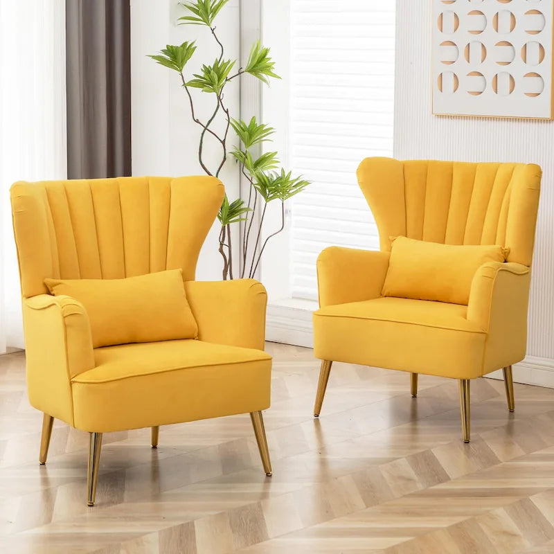 Fauteuil à oreilles moderne capitonné