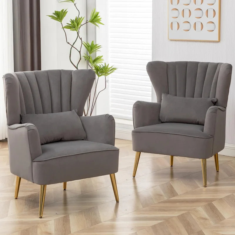 Fauteuil à oreilles moderne capitonné