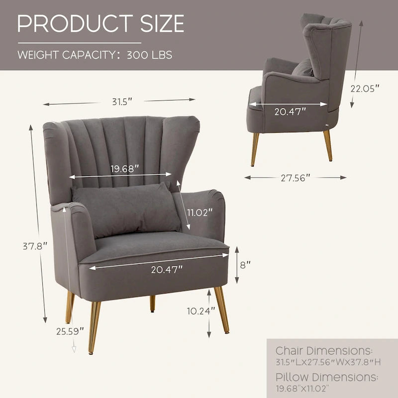 Fauteuil à oreilles moderne capitonné