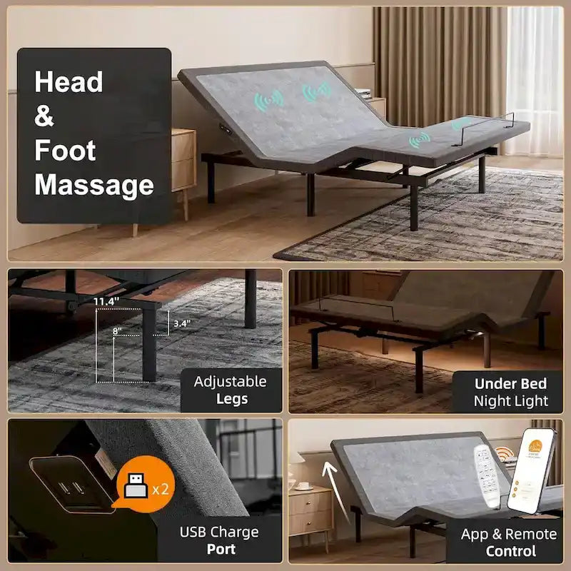 Cadre de lit réglable avec massage