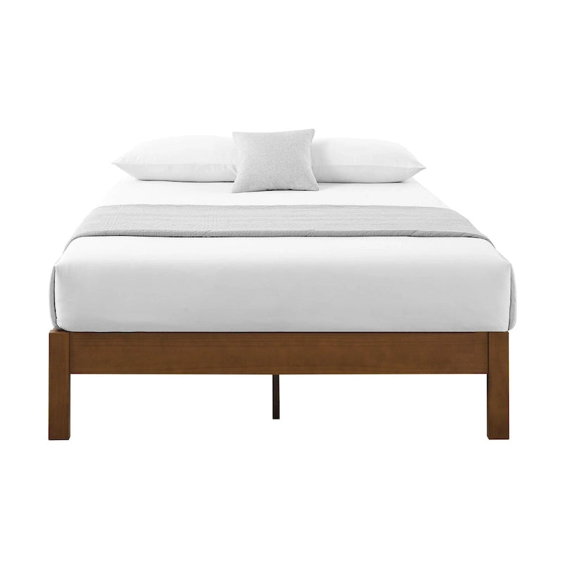 Cadre de lit plateforme en bois de pin massif de luxe, pas besoin de sommier tapissier, expresso antique