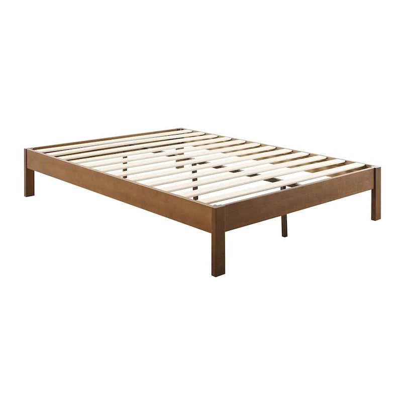 Cadre de lit plateforme en bois de pin massif de luxe, pas besoin de sommier tapissier, expresso antique