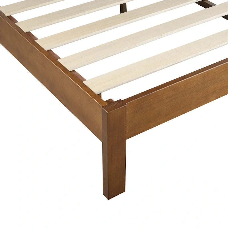 Cadre de lit plateforme en bois de pin massif de luxe, pas besoin de sommier tapissier, expresso antique