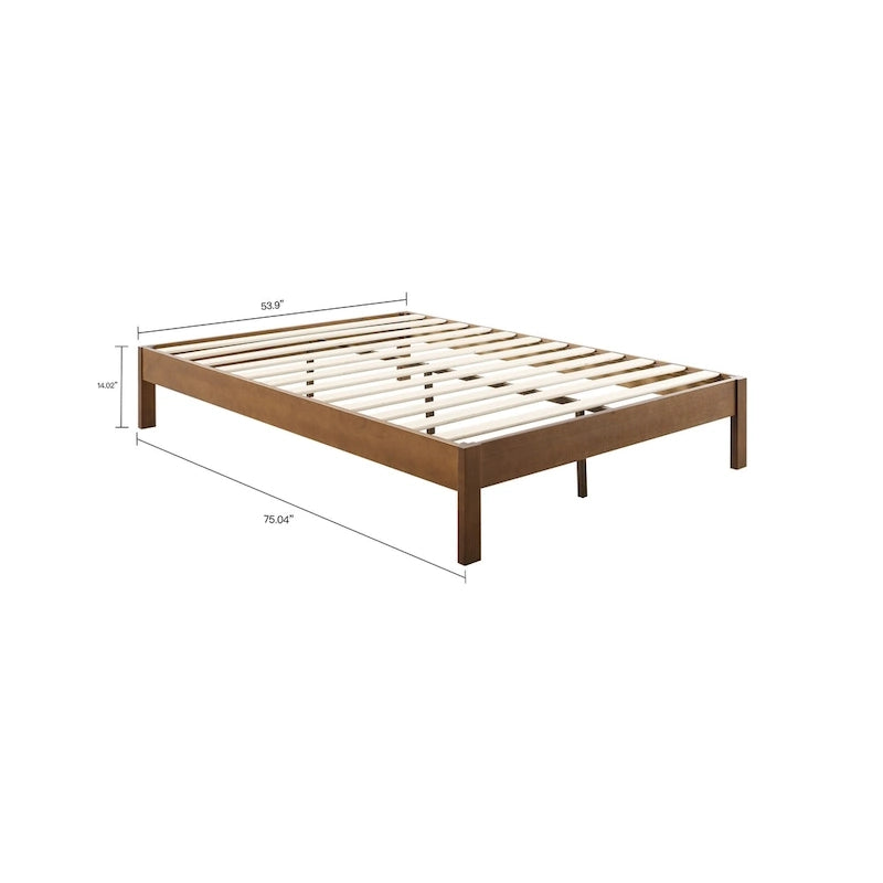 Cadre de lit plateforme en bois de pin massif de luxe, pas besoin de sommier tapissier, expresso antique