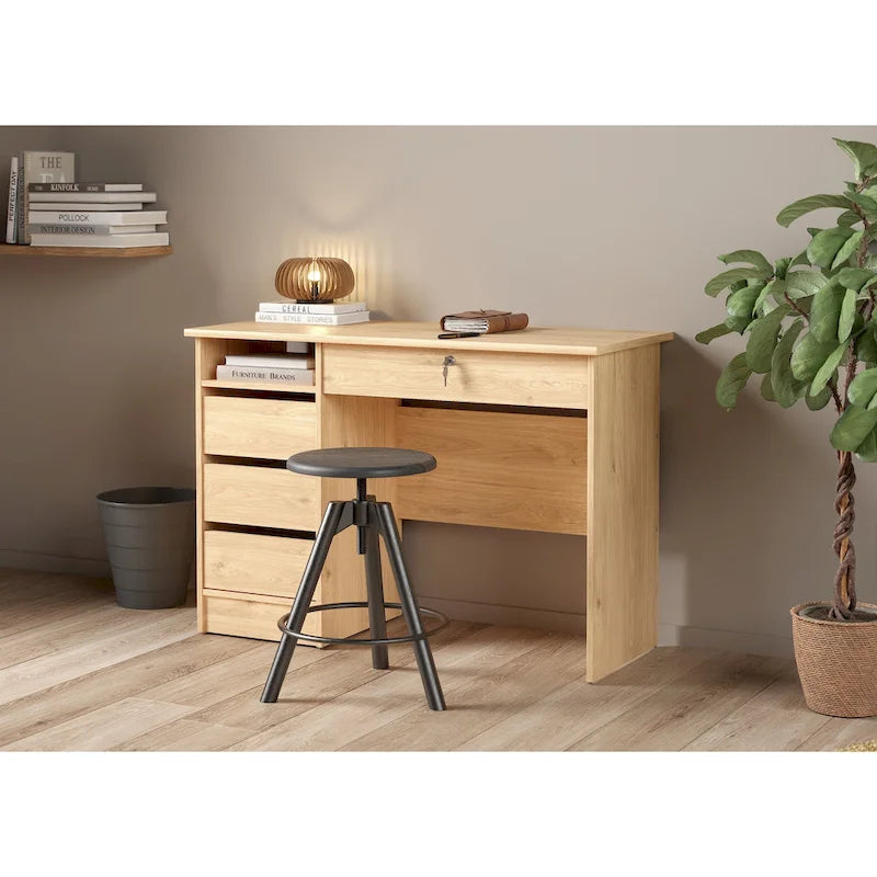 Bureau d'ordinateur avec 4 tiroirs et étagère ouverte