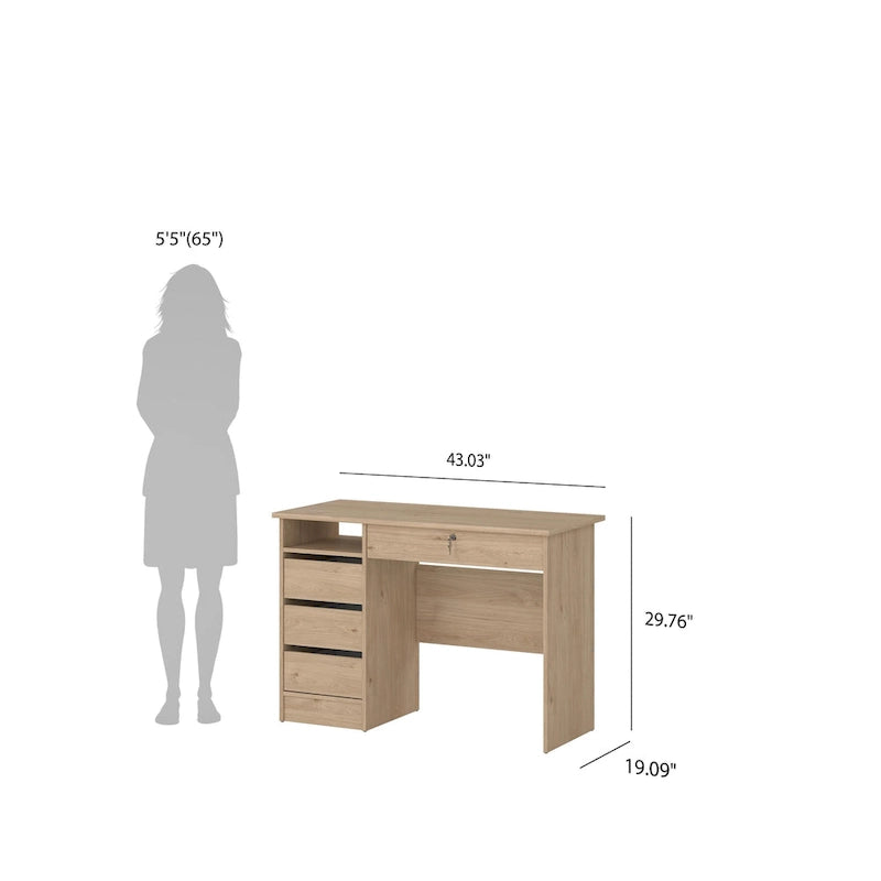 Bureau d'ordinateur avec 4 tiroirs et étagère ouverte