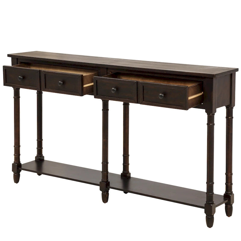 Console 2 tiroirs avec étagère inférieure