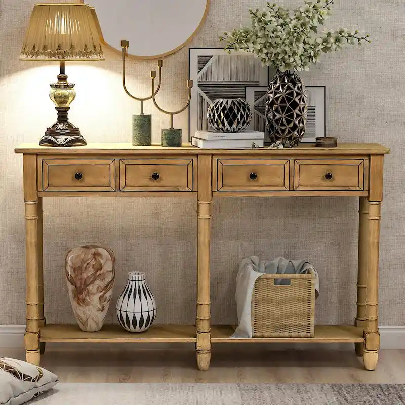 Console 2 tiroirs avec étagère inférieure