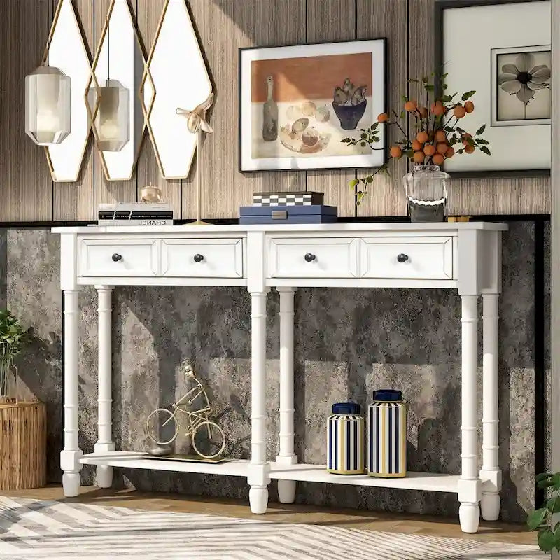 Console 2 tiroirs avec étagère inférieure