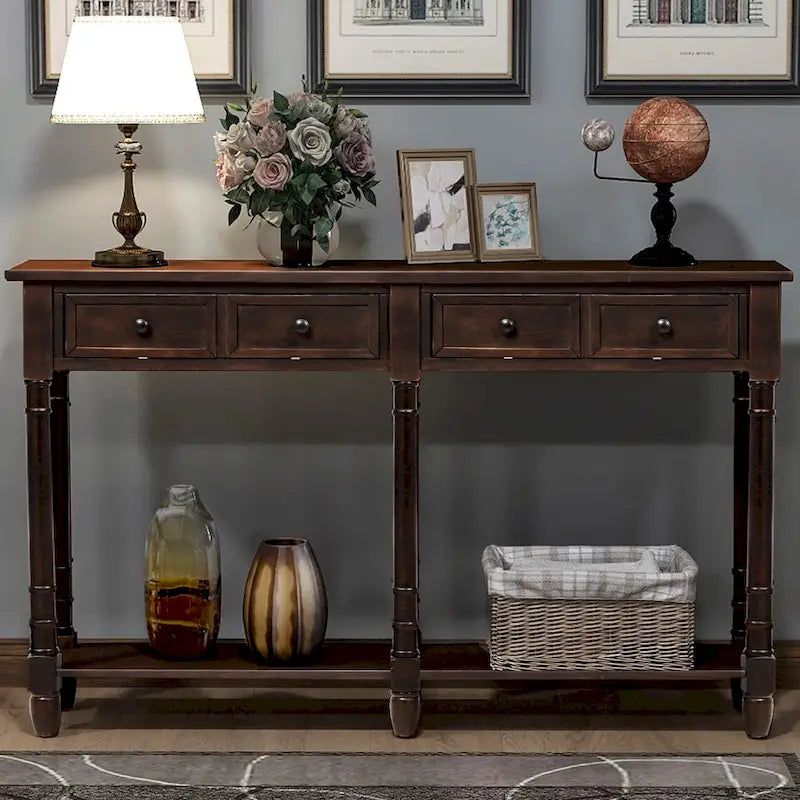 Console 2 tiroirs avec étagère inférieure