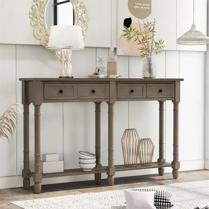 Console 2 tiroirs avec étagère inférieure