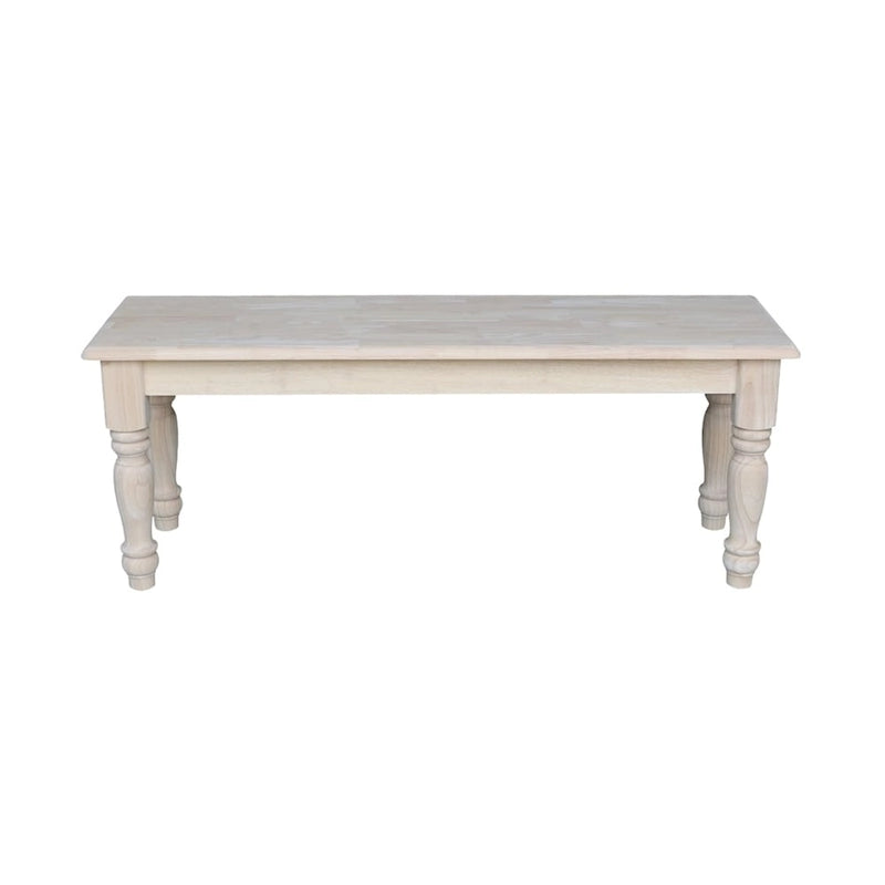 Banc de salle à manger inachevé en bois massif