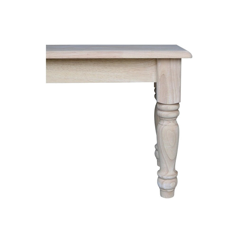 Banc de salle à manger inachevé en bois massif