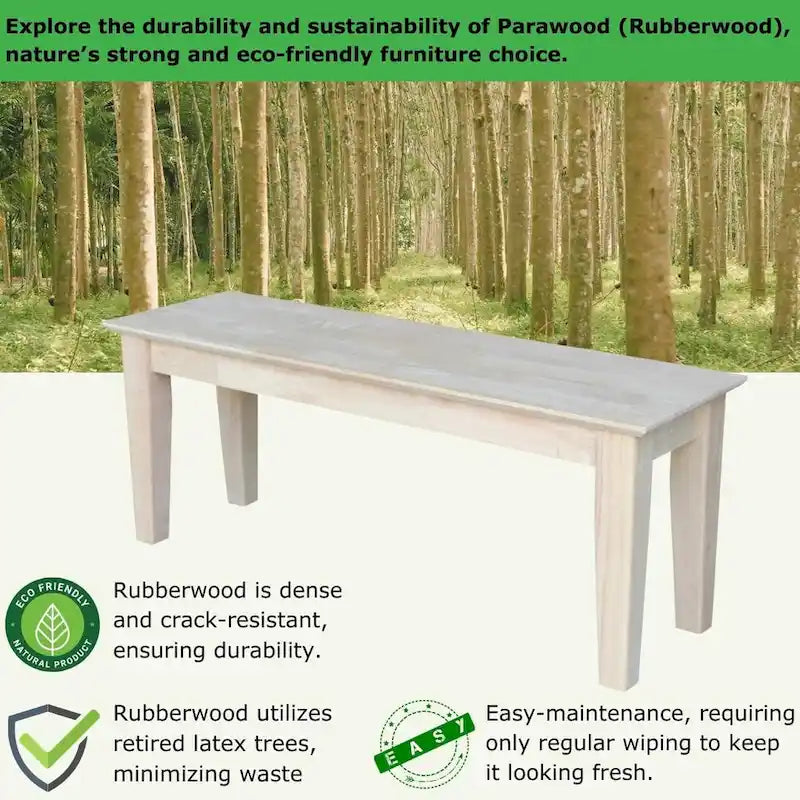 Banc de salle à manger inachevé en bois massif