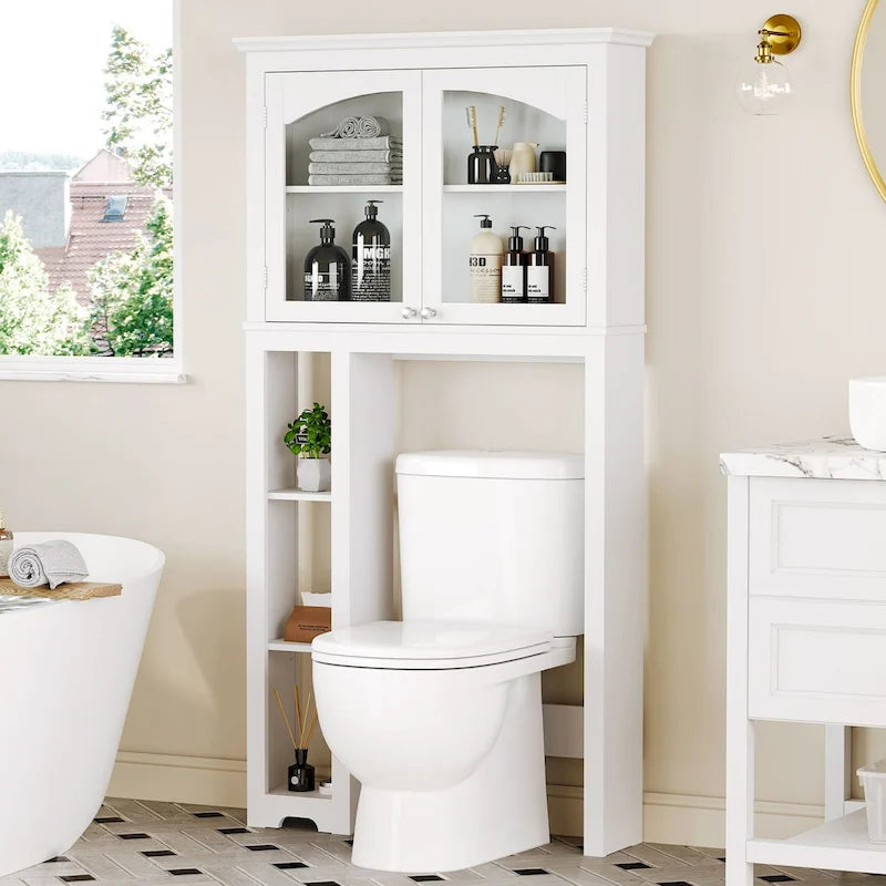 Meuble de rangement de salle de bain à 3 étagères réglables à placer au-dessus des toilettes
