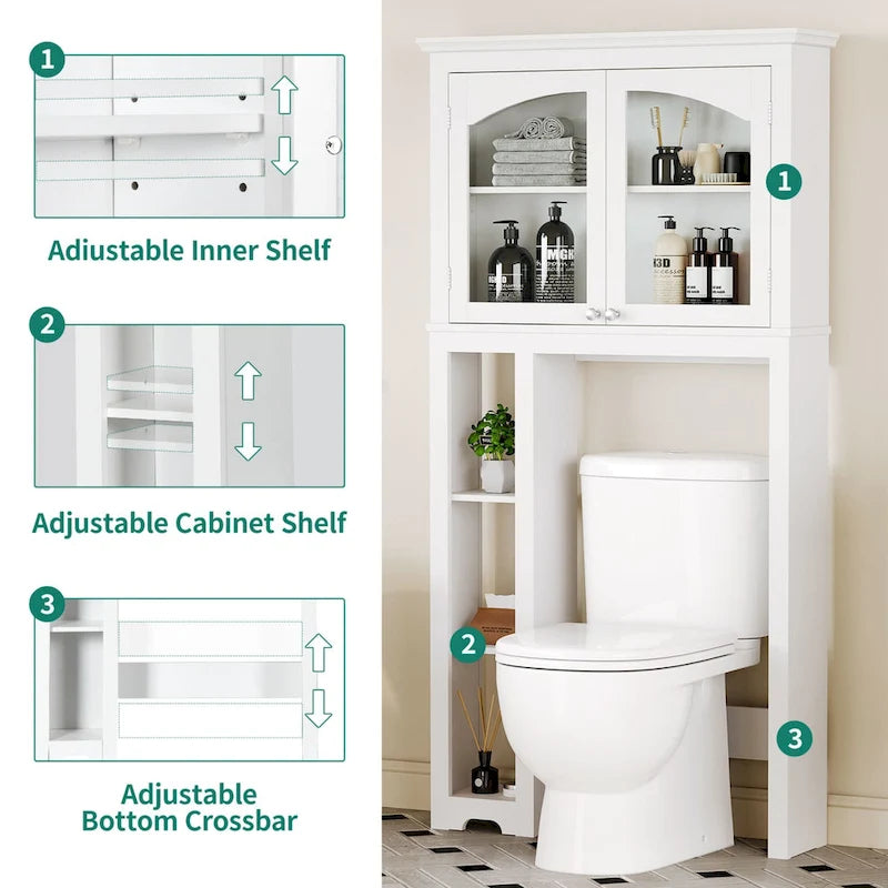 Meuble de rangement de salle de bain à 3 étagères réglables à placer au-dessus des toilettes