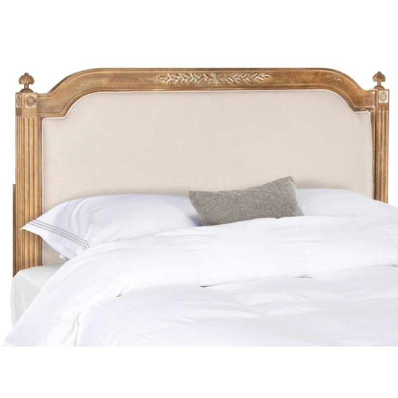 Tête de lit en bois de style campagnard français avec panneau rembourré