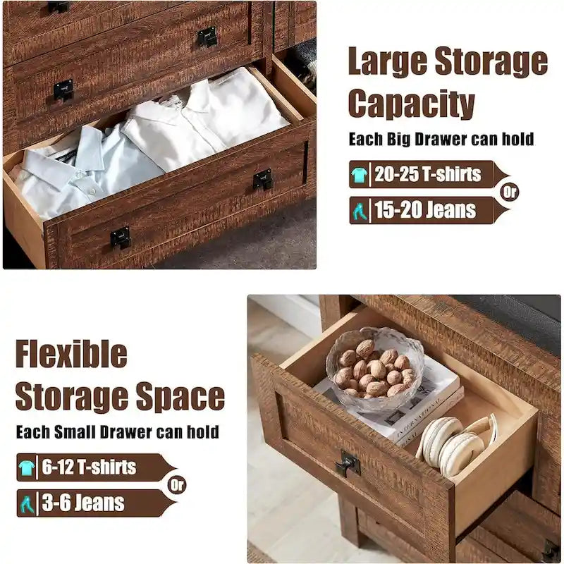 Commode 7 tiroirs style ferme avec porte de grange