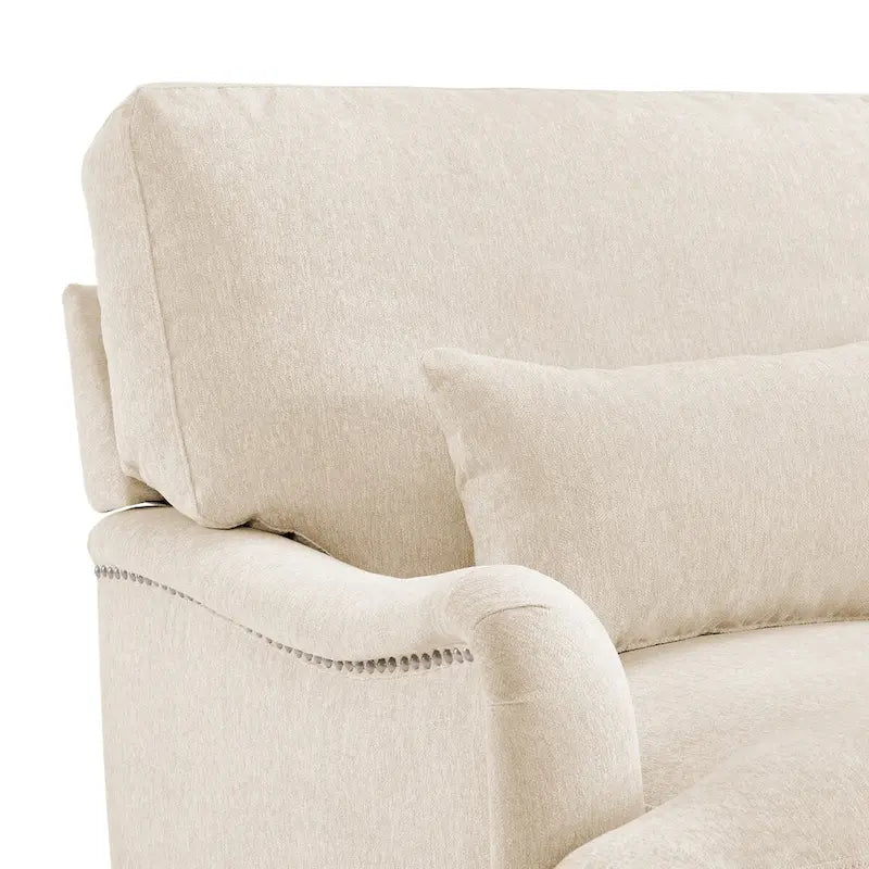 Fauteuil d'appoint moderne avec accoudoirs, rembourré, avec cadre en bois massif et coussin lombaire