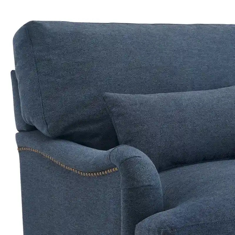 Fauteuil d'appoint moderne avec accoudoirs, rembourré, avec cadre en bois massif et coussin lombaire