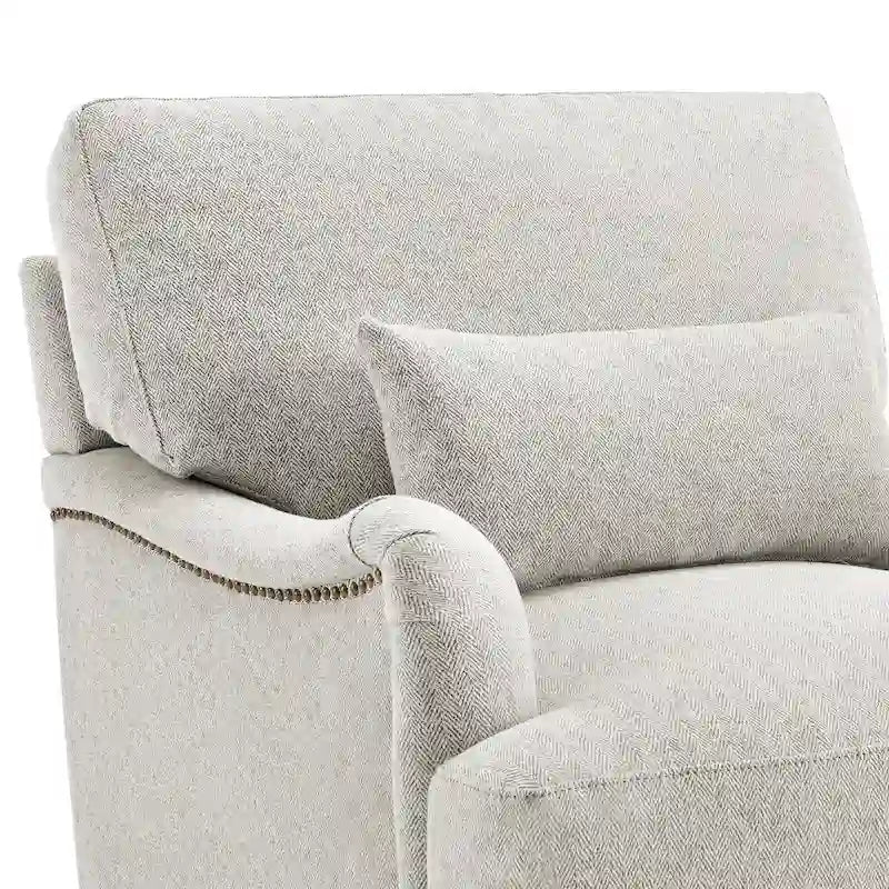 Fauteuil d'appoint moderne avec accoudoirs, rembourré, avec cadre en bois massif et coussin lombaire