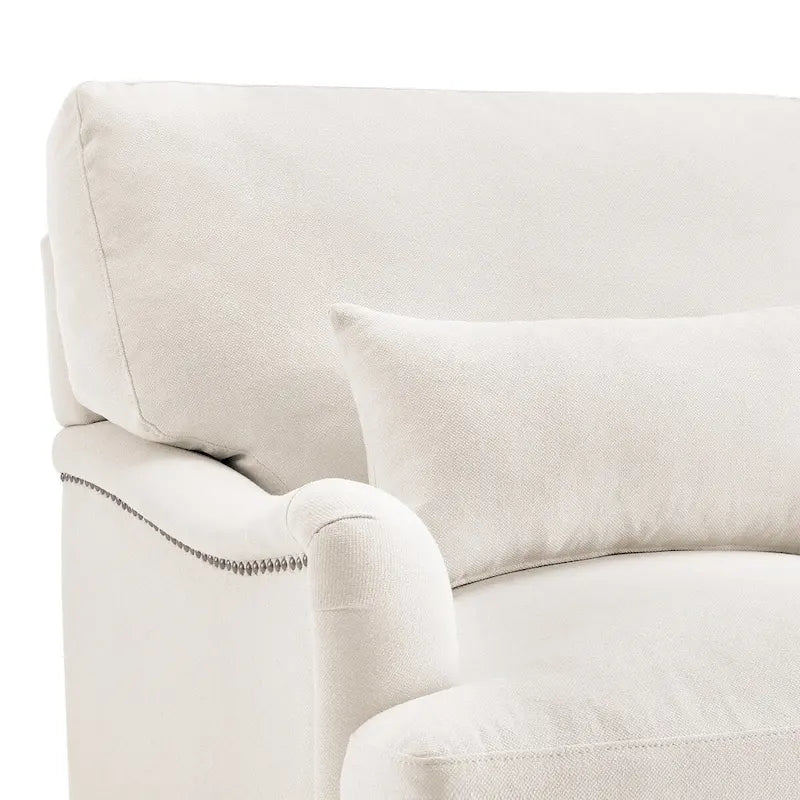 Fauteuil d'appoint moderne avec accoudoirs, rembourré, avec cadre en bois massif et coussin lombaire