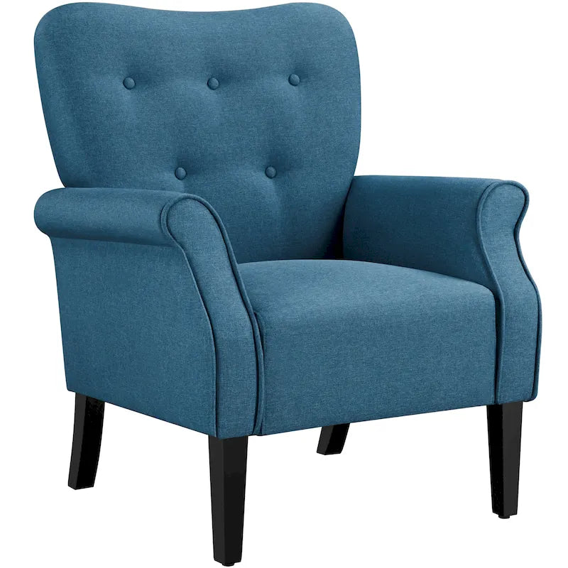 Fauteuil d'appoint rembourré en tissu polyester moderne pour le salon