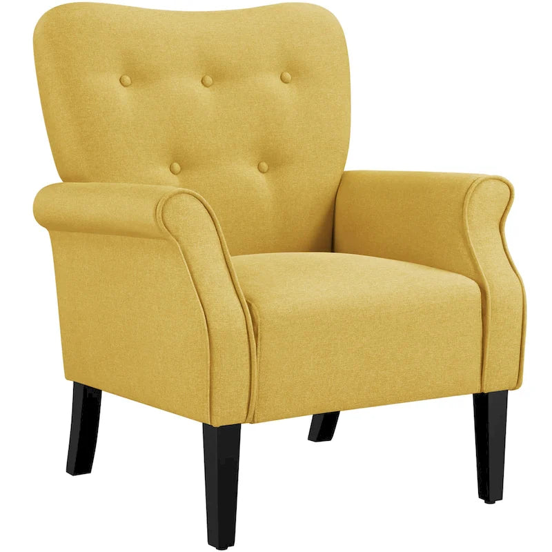 Fauteuil d'appoint rembourré en tissu polyester moderne pour le salon