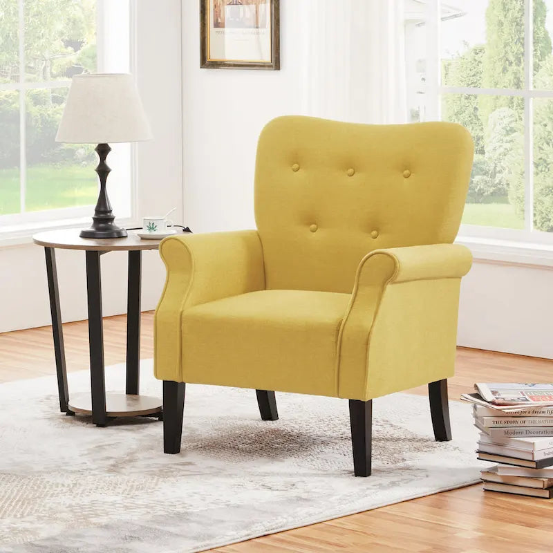 Fauteuil d'appoint rembourré en tissu polyester moderne pour le salon