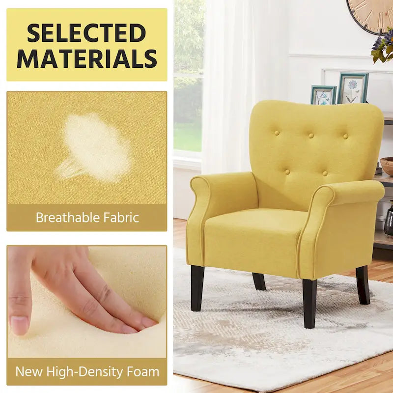 Fauteuil d'appoint rembourré en tissu polyester moderne pour le salon