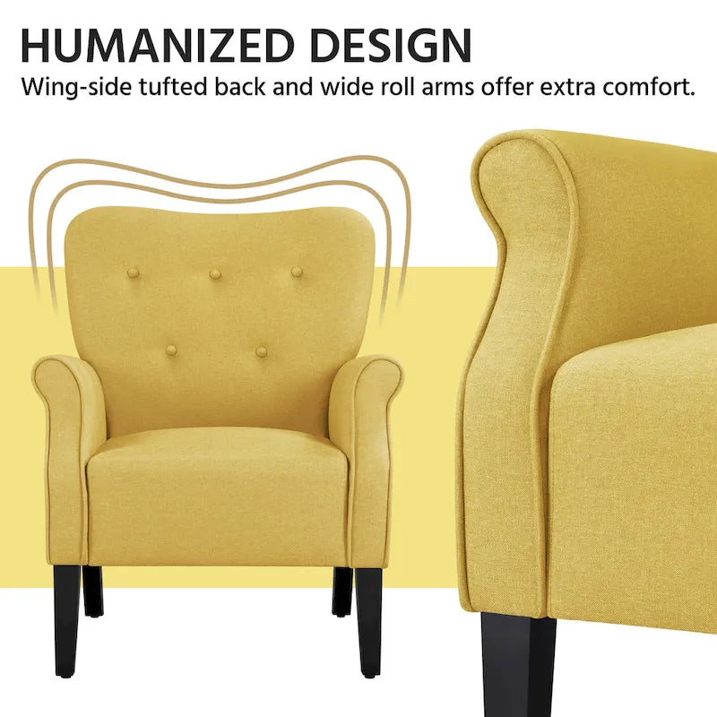 Fauteuil d'appoint rembourré en tissu polyester moderne pour le salon