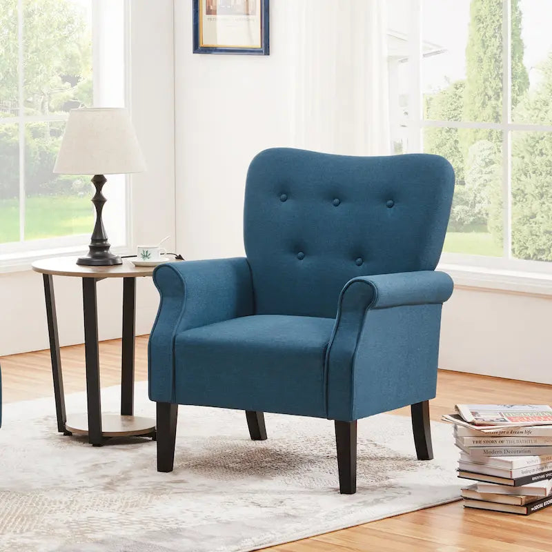 Fauteuil d'appoint rembourré en tissu polyester moderne pour le salon