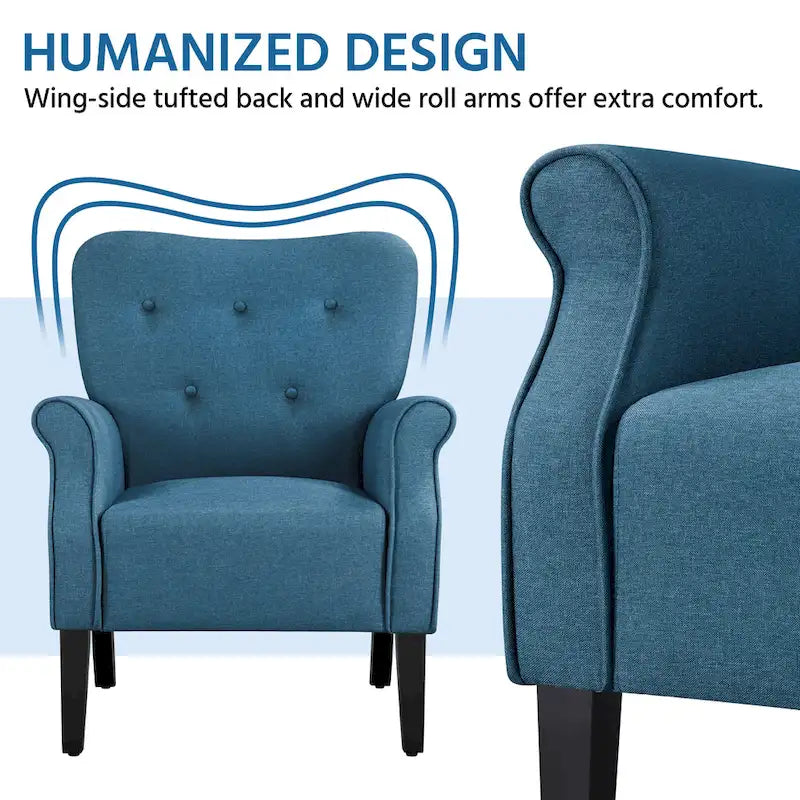 Fauteuil d'appoint rembourré en tissu polyester moderne pour le salon