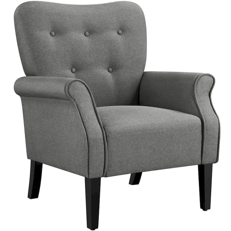 Fauteuil d'appoint rembourré en tissu polyester moderne pour le salon