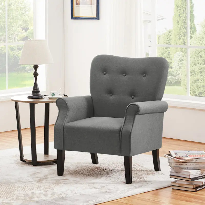 Fauteuil d'appoint rembourré en tissu polyester moderne pour le salon
