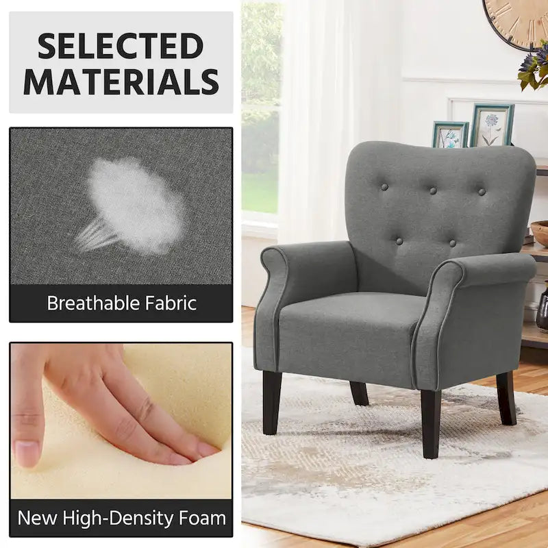 Fauteuil d'appoint rembourré en tissu polyester moderne pour le salon