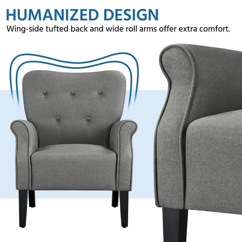 Fauteuil d'appoint rembourré en tissu polyester moderne pour le salon