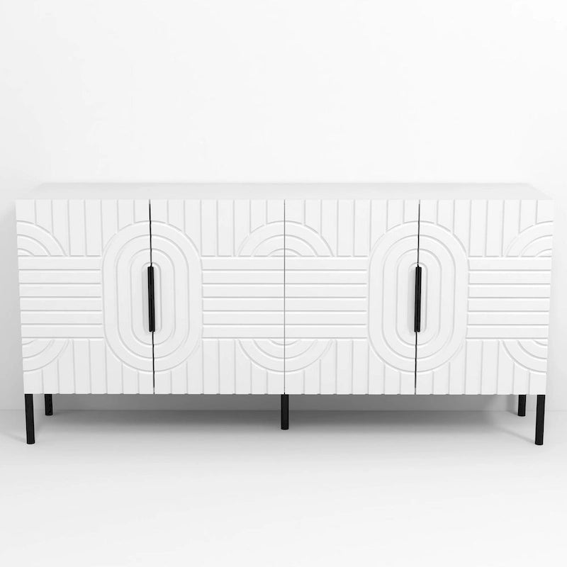 Meuble TV blanc de 160 cm compatible avec les téléviseurs jusqu'à 65 pouces