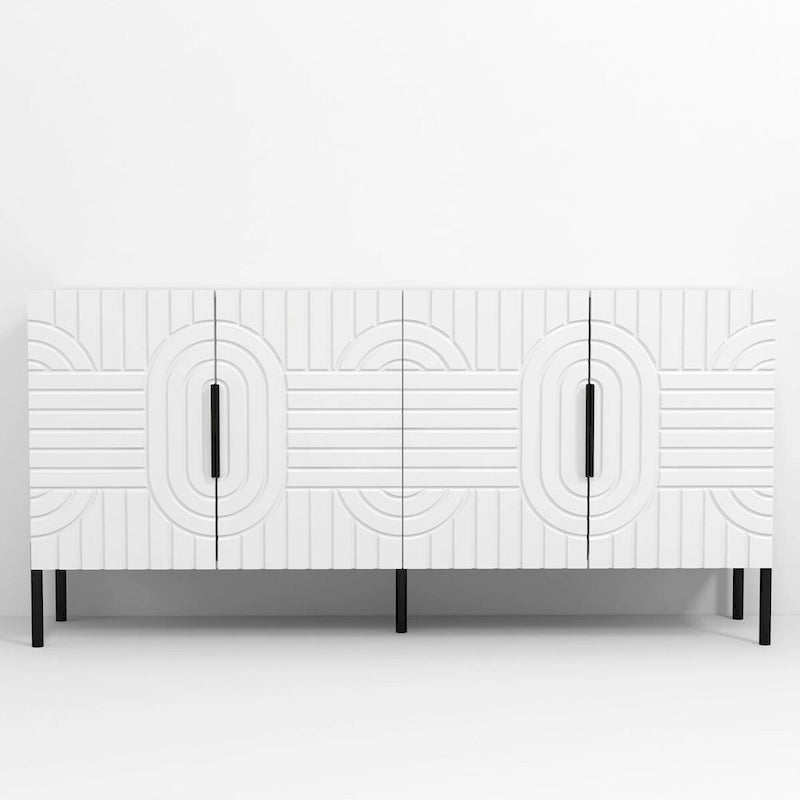 Meuble TV blanc de 160 cm compatible avec les téléviseurs jusqu'à 65 pouces