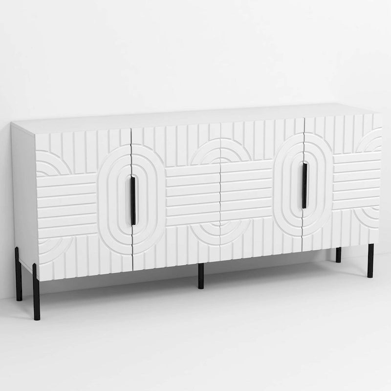 Meuble TV blanc de 160 cm compatible avec les téléviseurs jusqu'à 65 pouces