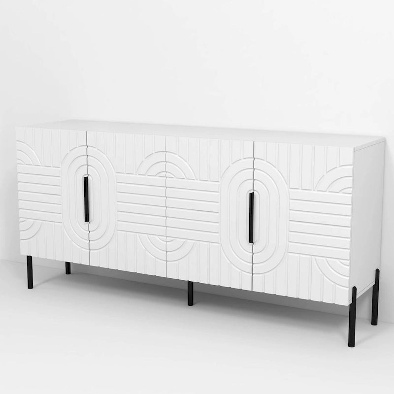 Meuble TV blanc de 160 cm compatible avec les téléviseurs jusqu'à 65 pouces