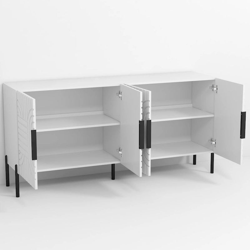 Meuble TV blanc de 160 cm compatible avec les téléviseurs jusqu'à 65 pouces