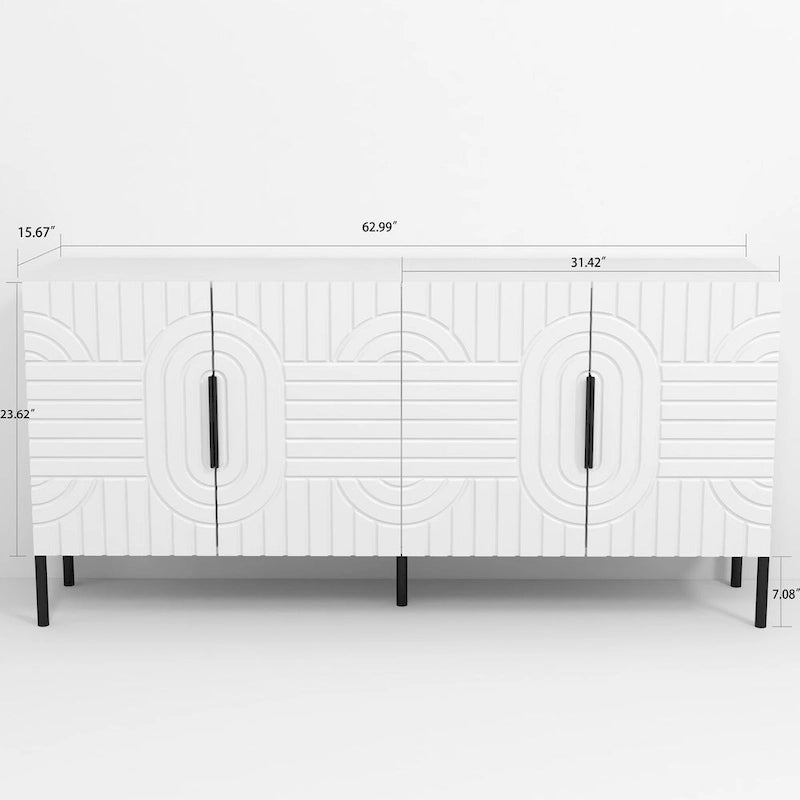 Meuble TV blanc de 160 cm compatible avec les téléviseurs jusqu'à 65 pouces
