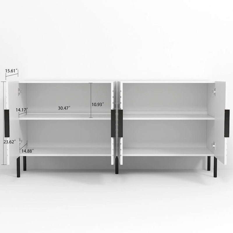 Meuble TV blanc de 160 cm compatible avec les téléviseurs jusqu'à 65 pouces