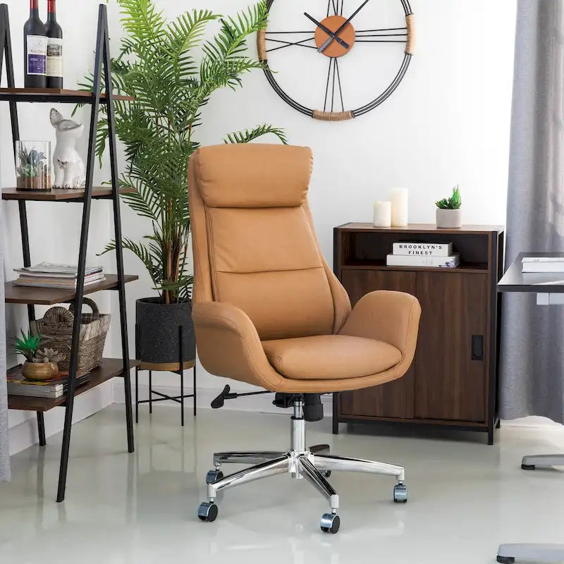 Chaise de bureau moderne à dossier haut, réglable et pivotante avec roulettes