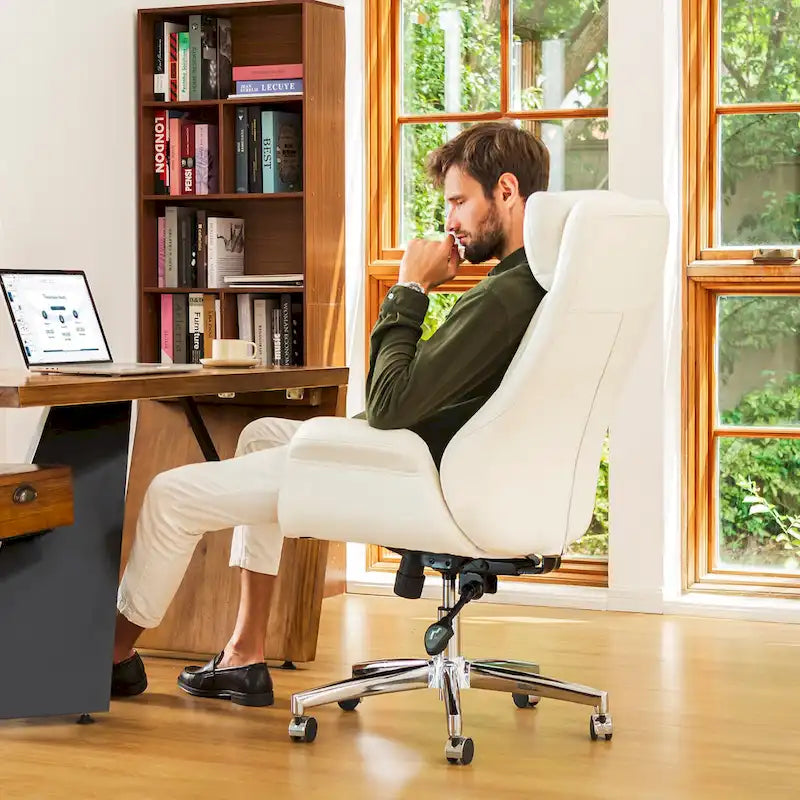 Chaise de bureau moderne à dossier haut, réglable et pivotante avec roulettes
