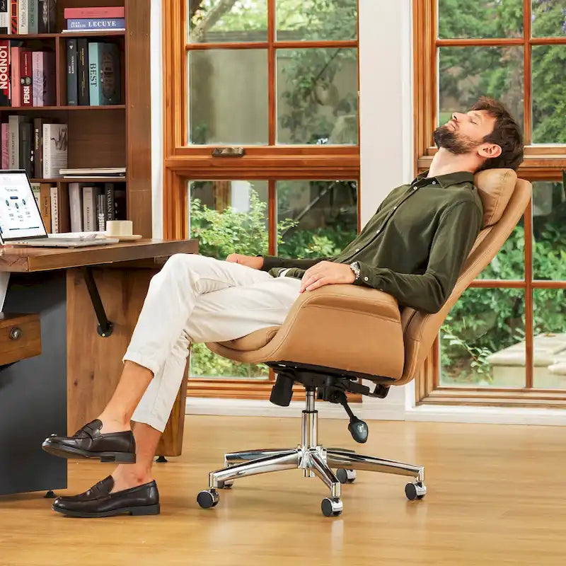 Chaise de bureau moderne à dossier haut, réglable et pivotante avec roulettes