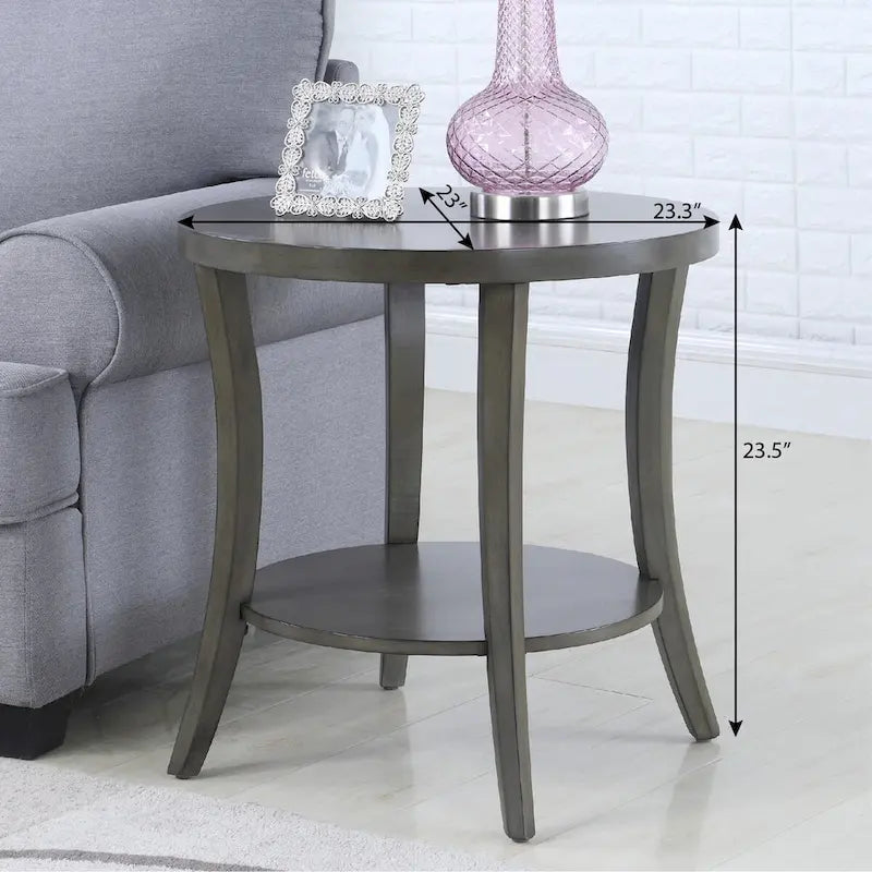 Table d'appoint ovale contemporaine en bois avec étagère
