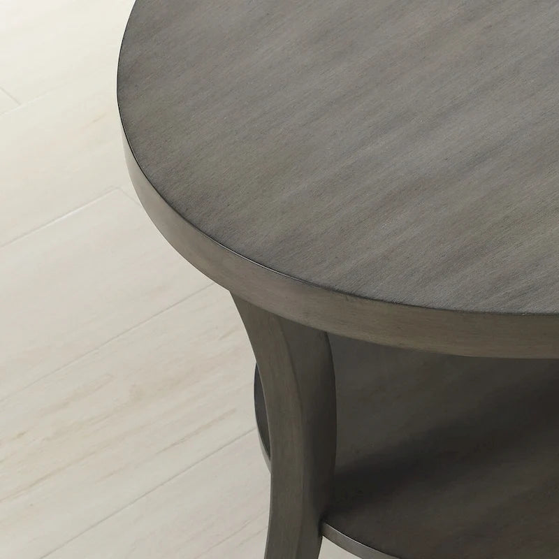 Table d'appoint ovale contemporaine en bois avec étagère